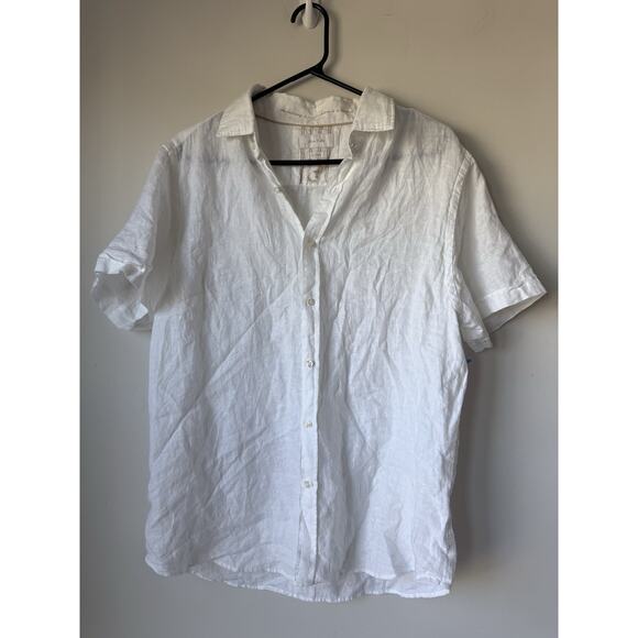 Ash Other - Porter and Ash Shirt Womens L White 100% Linen Hawaiian Camp Button Up Beach